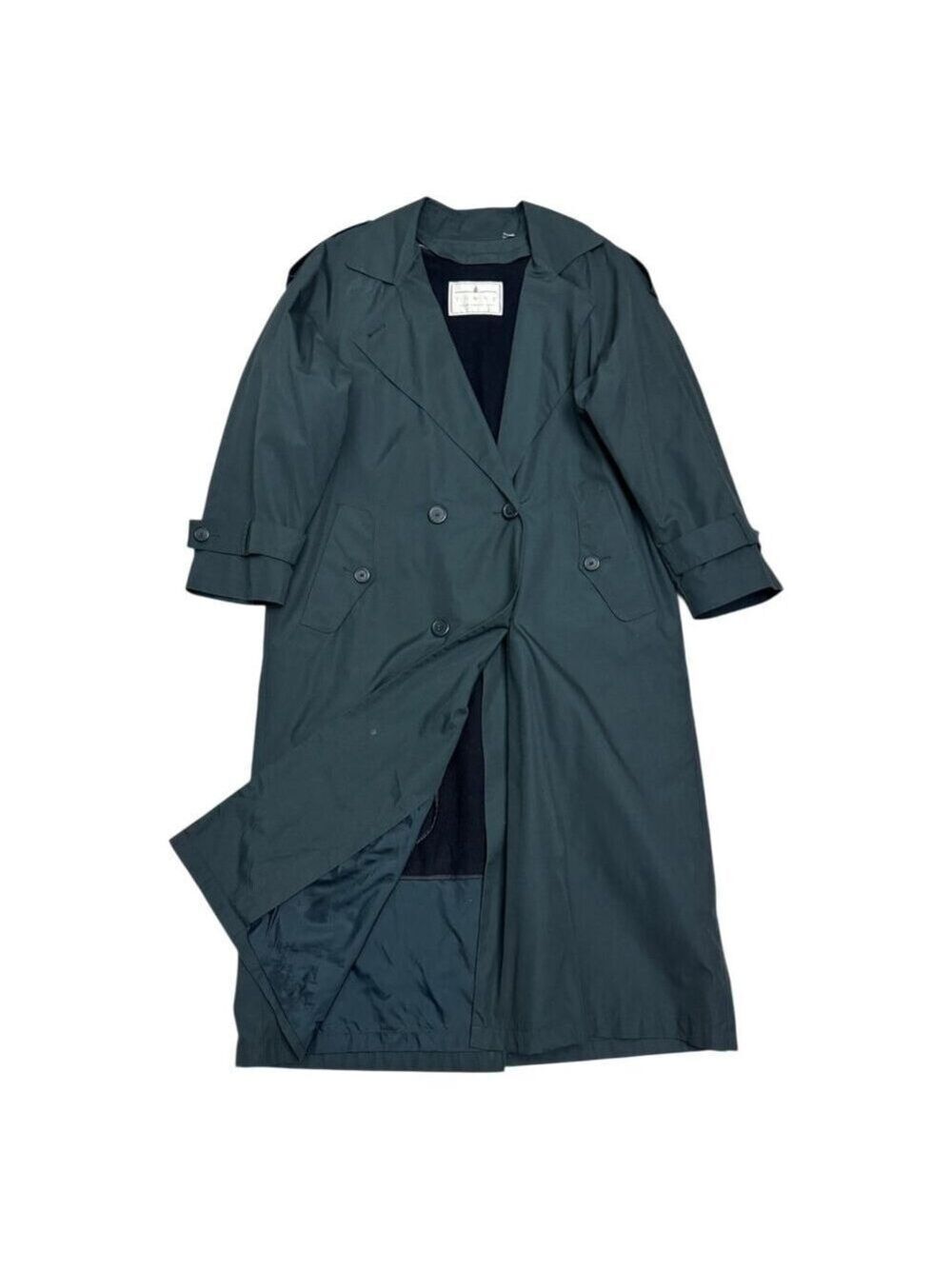 LONDON FOG TOWNE Trench Coat Vintage Business Casual Green Womens 12